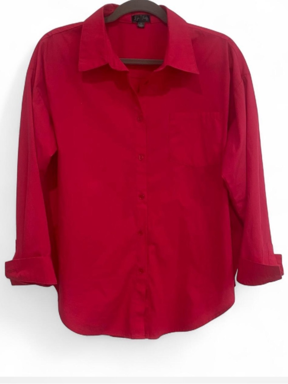 J FOR JUSTIFY HOT PINK LONG SLEEVE BUTTON DOWN SHIRT SIZE LARGE